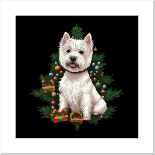 Westie Christmas tree Posters and Art